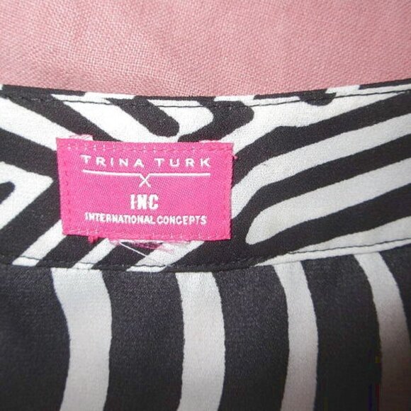 Trina Turk X INC Tunic Top Size XL Rainbow Cuff Zebra Chiffon Kimono Retro Pride - Picture 6 of 9